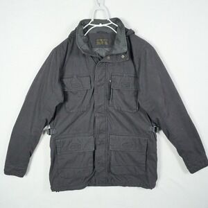 Abercrombie & Fitch Mens XL Faded Black Military‎ Field Jacket Utility Hooded